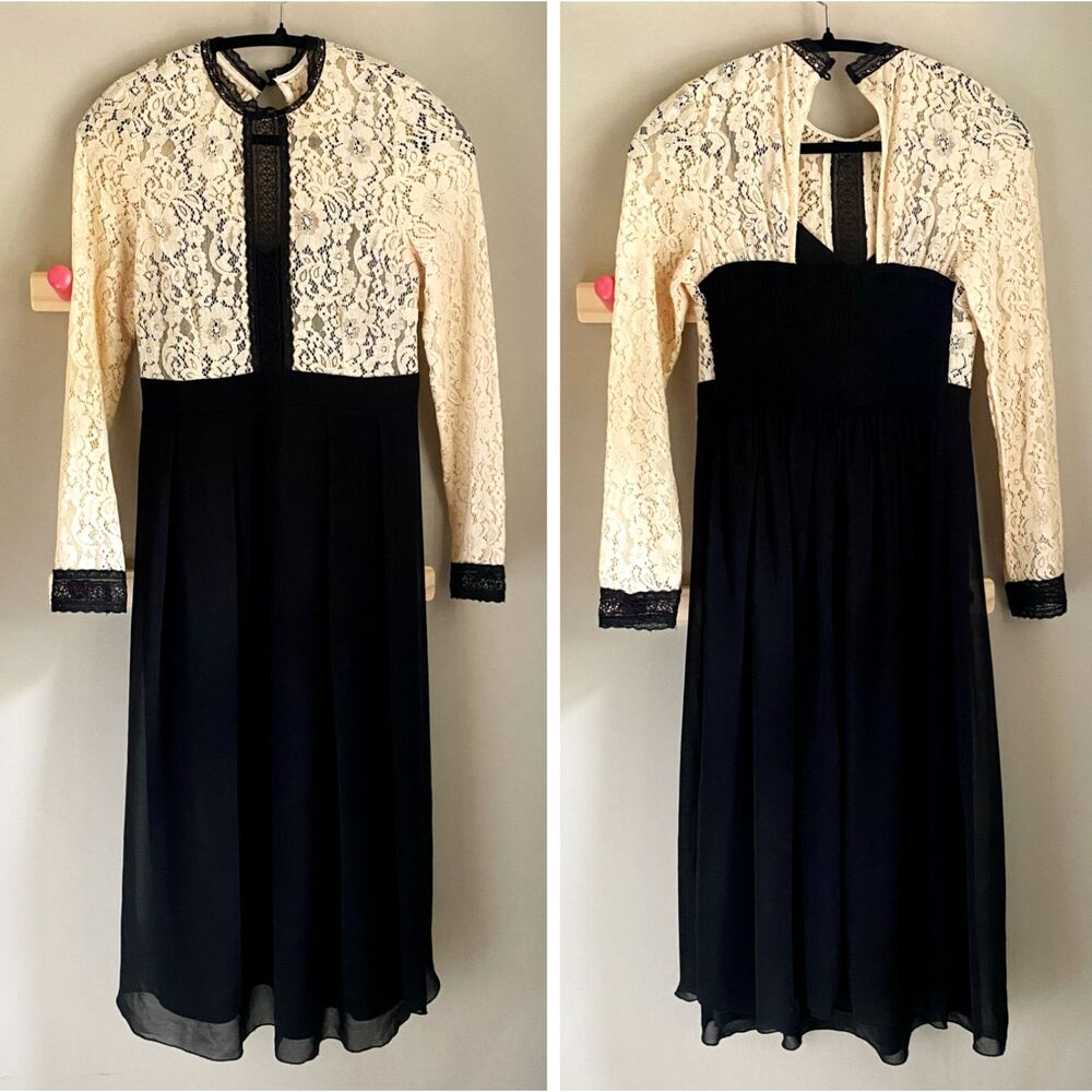 Little Mistress Cream Lace Over Black Maternity Skater Formal Midi Dress